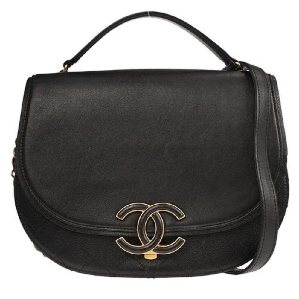 Chanel Black Calfskin Coco Curve 2way Shoulder Handbag 126564